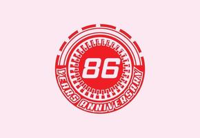 86 years anniversary logo and sticker design vector