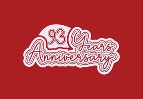 93 years anniversary logo and sticker design vector