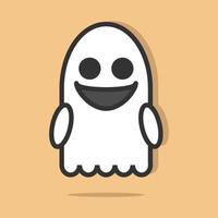 lindo personaje fantasma flotante con estilo de dibujos animados mínimo vector