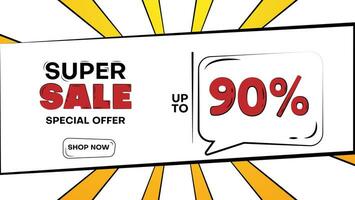 super sale banner template with bubble talk in pop - art style vector