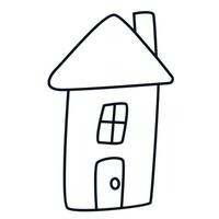 Doodle style house. Vector illustration of hand-drawn