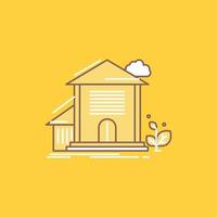 Home. house. Apartment. building. office Flat Line Filled Icon. Beautiful Logo button over yellow background for UI and UX. website or mobile application vector