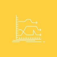 Arrows. forward. graph. market. prediction Flat Line Filled Icon. Beautiful Logo button over yellow background for UI and UX. website or mobile application vector
