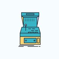 Arcade. console. game. machine. play Flat Icon. green and Yellow sign and symbols for website and Mobile appliation. vector illustration