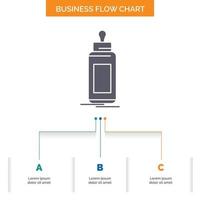 feeder. bottle. child. baby. milk Business Flow Chart Design with 3 Steps. Glyph Icon For Presentation Background Template Place for text. vector