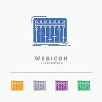 Console. dj. mixer. music. studio 5 Color Glyph Web Icon Template isolated on white. Vector illustration