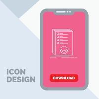 categorías. controlar. lista. listado. icono de línea de marca en el móvil para la página de descarga vector