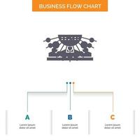 Allocation. group. human. management. outsource Business Flow Chart Design with 3 Steps. Glyph Icon For Presentation Background Template Place for text. vector