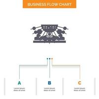 asignación. grupo. humano. administración. subcontratar el diseño de diagramas de flujo de negocios con 3 pasos. icono de glifo para el lugar de plantilla de fondo de presentación para texto. vector