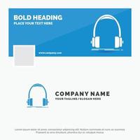 Blue Business Logo Template for Audio. headphone. headphones. monitor. studio. Facebook Timeline Banner Design. vector web banner background illustration