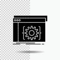 API. aplicación codificación. desarrollador. icono de glifo de software en fondo transparente. icono negro vector