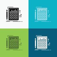 Accounting. audit. banking. calculation. calculator Icon Over Various Background. glyph style design. designed for web and app. Eps 10 vector illustration