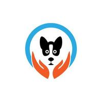 dog and two human palms in a semicircle icon vector