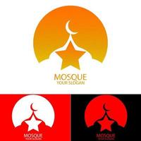 mosque with gold and star icon logo vector