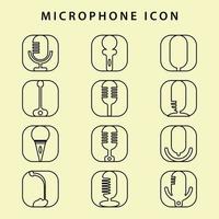 conjunto de nueve iconos de micrófono vector