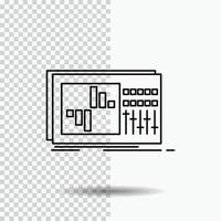 control. equalizer. equalization. sound. studio Line Icon on Transparent Background. Black Icon Vector Illustration