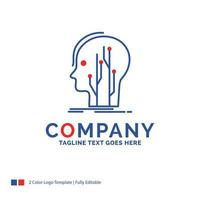 Company Name Logo Design For Data. head. human. knowledge. network. Blue and red Brand Name Design with place for Tagline. Abstract Creative Logo template for Small and Large Business. vector