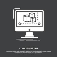 Animation. computer. editor. monitor. software Icon. glyph vector symbol for UI and UX. website or mobile application