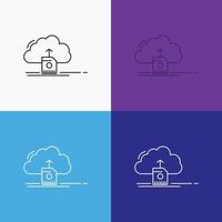 cloud. upload. save. data. computing Icon Over Various Background. Line style design. designed for web and app. Eps 10 vector illustration