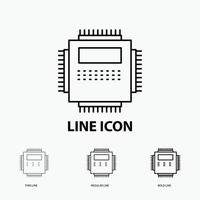 Processor. Hardware. Computer. PC. Technology Icon in Thin. Regular and Bold Line Style. Vector illustration