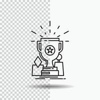 Achievement. award. cup. prize. trophy Line Icon on Transparent Background. Black Icon Vector Illustration