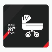 Red and Black Creative presentation Background for trolly. baby. kids. push. stroller Glyph Icon vector