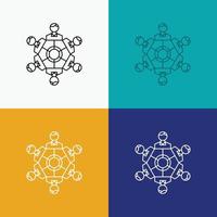 Cooperation. friends. game. games. playing Icon Over Various Background. Line style design. designed for web and app. Eps 10 vector illustration