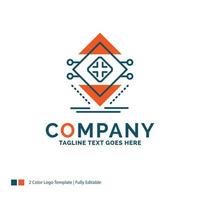 Computing. data. infrastructure. science. structure Logo Design. Blue and Orange Brand Name Design. Place for Tagline. Business Logo template. vector