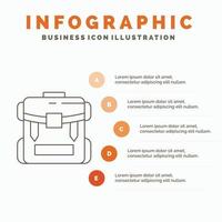 bag. camping. zipper. hiking. luggage Infographics Template for Website and Presentation. Line Gray icon with Orange infographic style vector illustration
