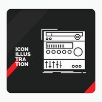 Red and Black Creative presentation Background for rack. component. module. sound. studio Glyph Icon vector