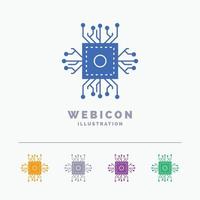 Chip. cpu. microchip. processor. technology 5 Color Glyph Web Icon Template isolated on white. Vector illustration