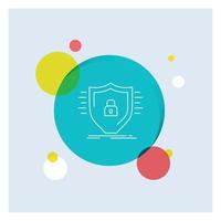 Defence. firewall. protection. safety. shield White Line Icon colorful Circle Background vector