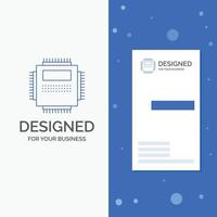 Business Logo for Processor. Hardware. Computer. PC. Technology. Vertical Blue Business .Visiting Card template vector