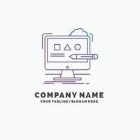 Art. computer. design. digital. studio Purple Business Logo Template. Place for Tagline vector