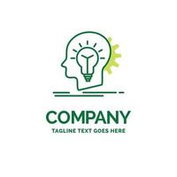 creative. creativity. head. idea. thinking Flat Business Logo template. Creative Green Brand Name Design. vector