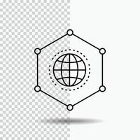 Network. Global. data. Connection. Business Line Icon on Transparent Background. Black Icon Vector Illustration