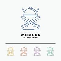 battle. emblem. viking. warrior. swords 5 Color Line Web Icon Template isolated on white. Vector illustration