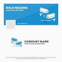 Blue Business Logo Template for CCTV. Camera. Security. Surveillance. Technology. Facebook Timeline Banner Design. vector web banner background illustration