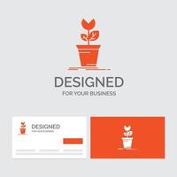 Business logo template for adventure. game. mario. obstacle. plant. Orange Visiting Cards with Brand logo template. vector