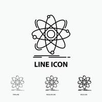 Atom. science. chemistry. Physics. nuclear Icon in Thin. Regular and Bold Line Style. Vector illustration