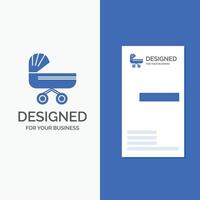 Business Logo for trolly. baby. kids. push. stroller. Vertical Blue Business .Visiting Card template. vector