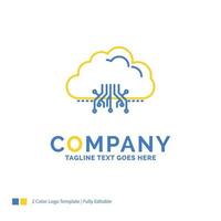 cloud. computing. data. hosting. network Blue Yellow Business Logo template. Creative Design Template Place for Tagline. vector