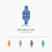 smart watch. smartwatch. watch. apple. android 5 Color Glyph Web Icon Template isolated on white. Vector illustration