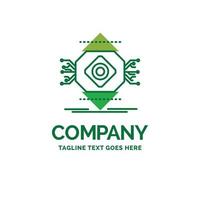 ubicomp. Computing. Ubiquitous. Computer. Concept Flat Business Logo template. Creative Green Brand Name Design. vector