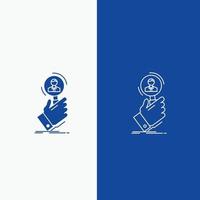 recruitment. search. find. human resource. people Line and Glyph web Button in Blue color Vertical Banner for UI and UX. website or mobile application vector