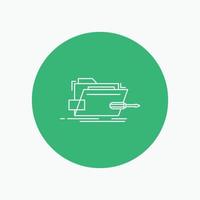 Folder. repair. skrewdriver. tech. technical White Line Icon in Circle background. vector icon illustration