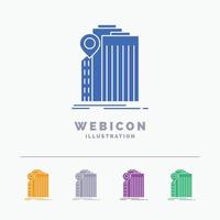 banco. bancario. edificio. federal. plantilla de icono web de glifo de color de 5 colores del gobierno aislada en blanco. ilustración vectorial vector