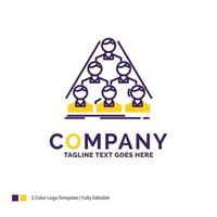 diseño del logotipo del nombre de la empresa para el equipo. construir. estructura. negocio. reunión. diseño de marca púrpura y amarillo con lugar para eslogan. plantilla de logotipo creativo para pequeñas y grandes empresas. vector