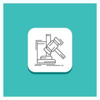 Round Button for Auction. gavel. hammer. judgement. law Line icon Turquoise Background vector