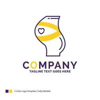 Company Name Logo Design For Belt. Safety. Pregnancy. Pregnant. women. Purple and yellow Brand Name Design with place for Tagline. Creative Logo template for Small and Large Business. vector